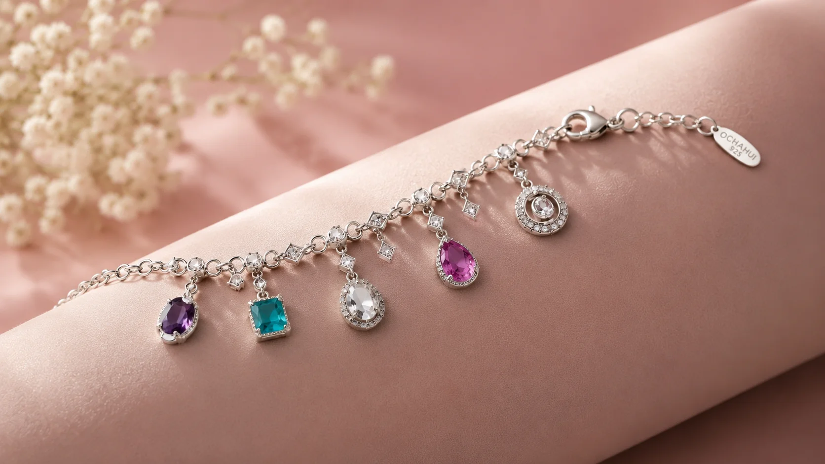 Vòng charm OCHAHUI đeo trên cổ tay