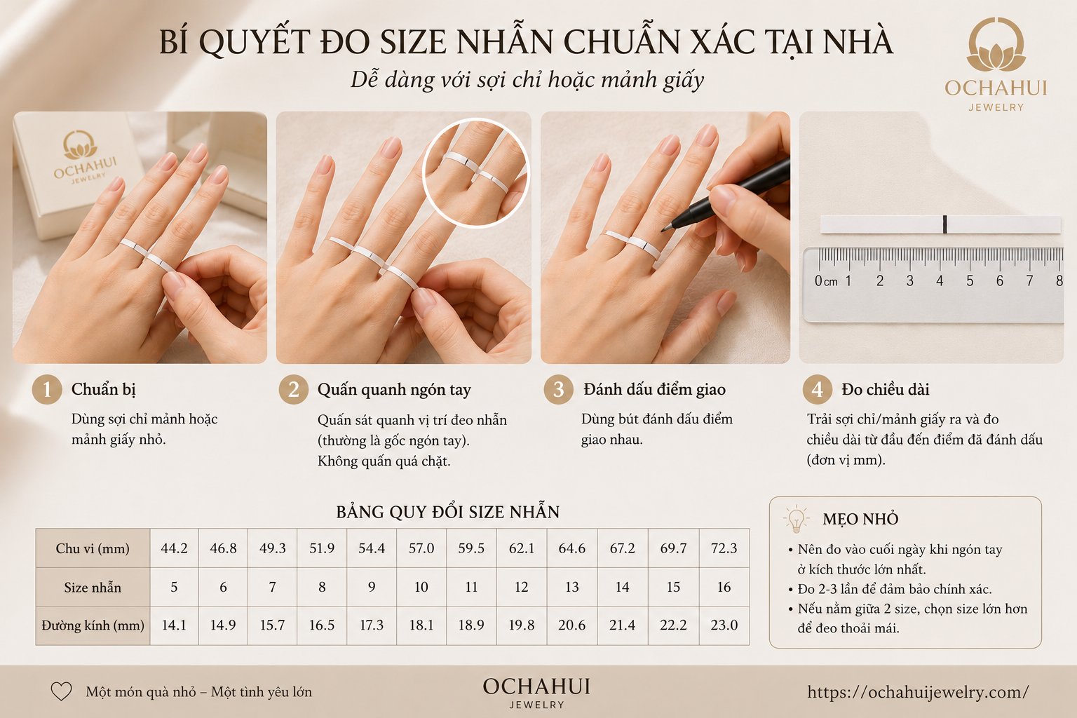 Bí quyết đo size nhẫn chuẩn xác tại nhà