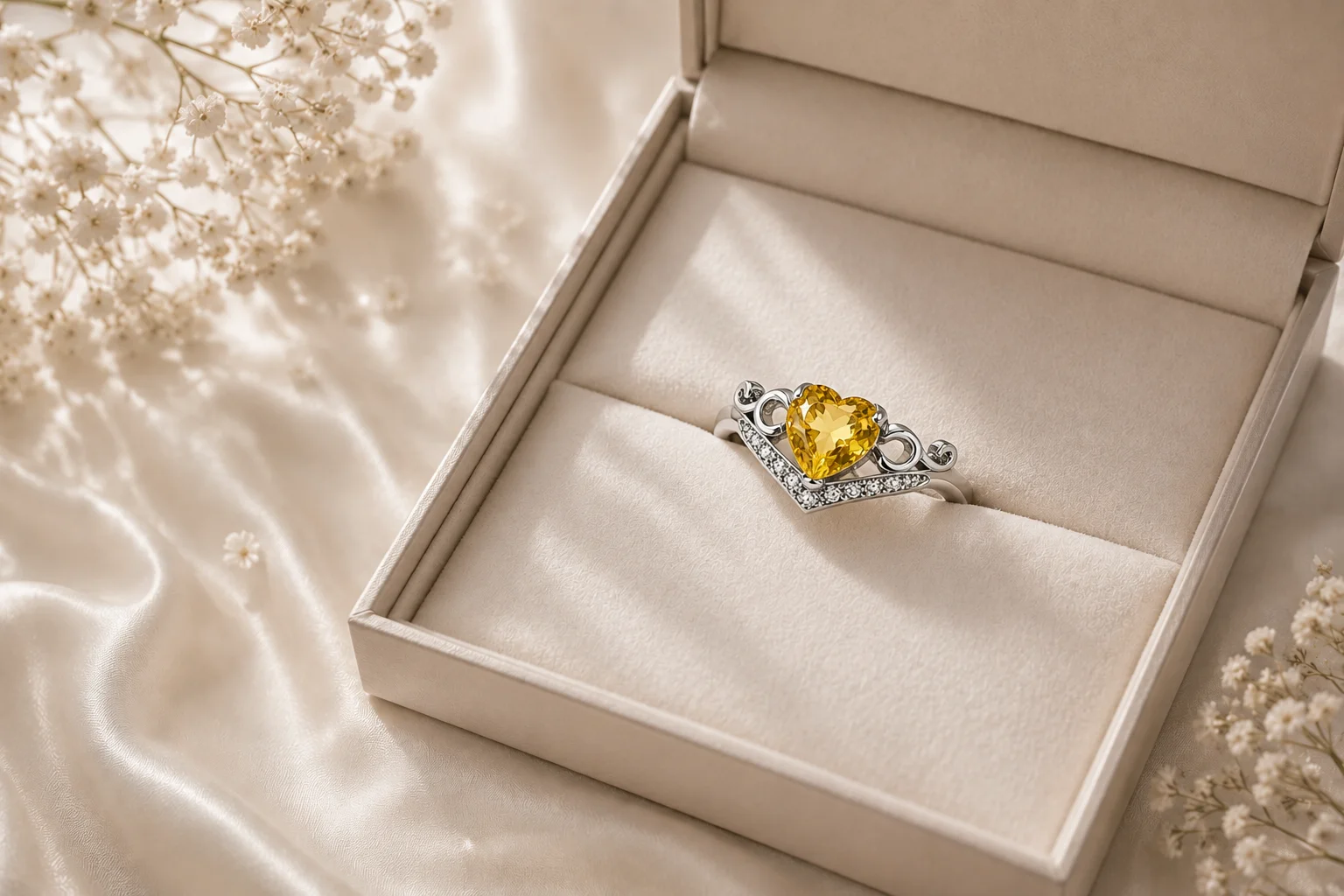 Nhẫn bạc citrine cao cấp