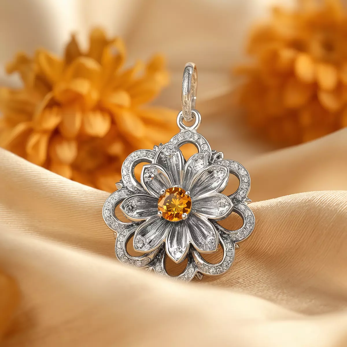 Charm Marigold Sun bạc Sterling 925 tháng 10