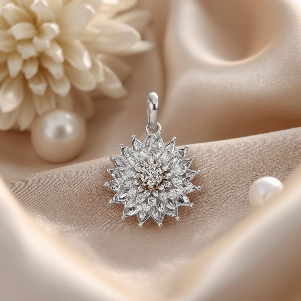 Charm Chrysanthemum Bloom bạc Sterling 925 tháng 11