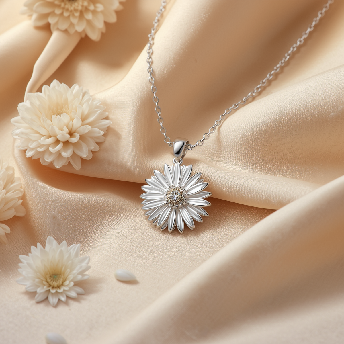Dây chuyền bạc Autumn Chrysanthemum hoa cúc tháng 11