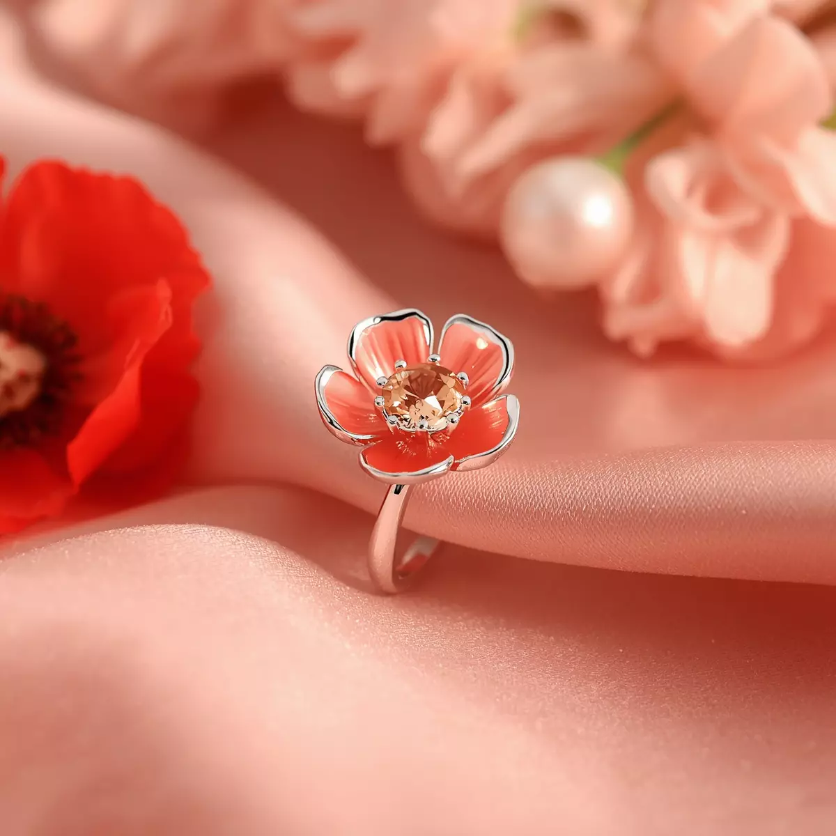 Nhẫn Poppy Bloom bạc Sterling 925 tháng 8