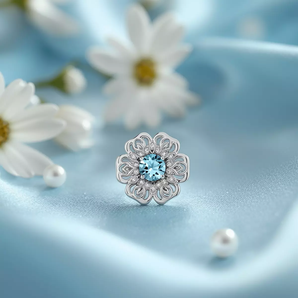 Charm bạc hoa Aster tháng 9 OCHAHUI